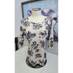 Almost‎ Famous Juniors Medium Light Pink Floral Lace 1/2 Sleeve Knit Blouse